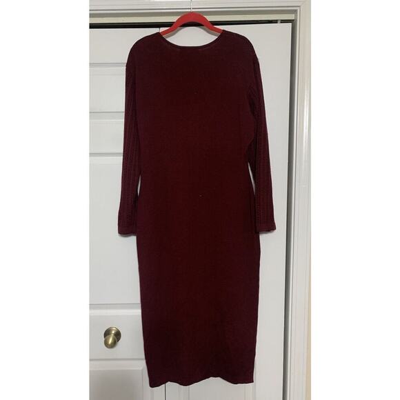 Vintage Carole Little Wool Blend Burgundy Embroidered Knit Maxi Sweater Dress L - Picture 6 of 9